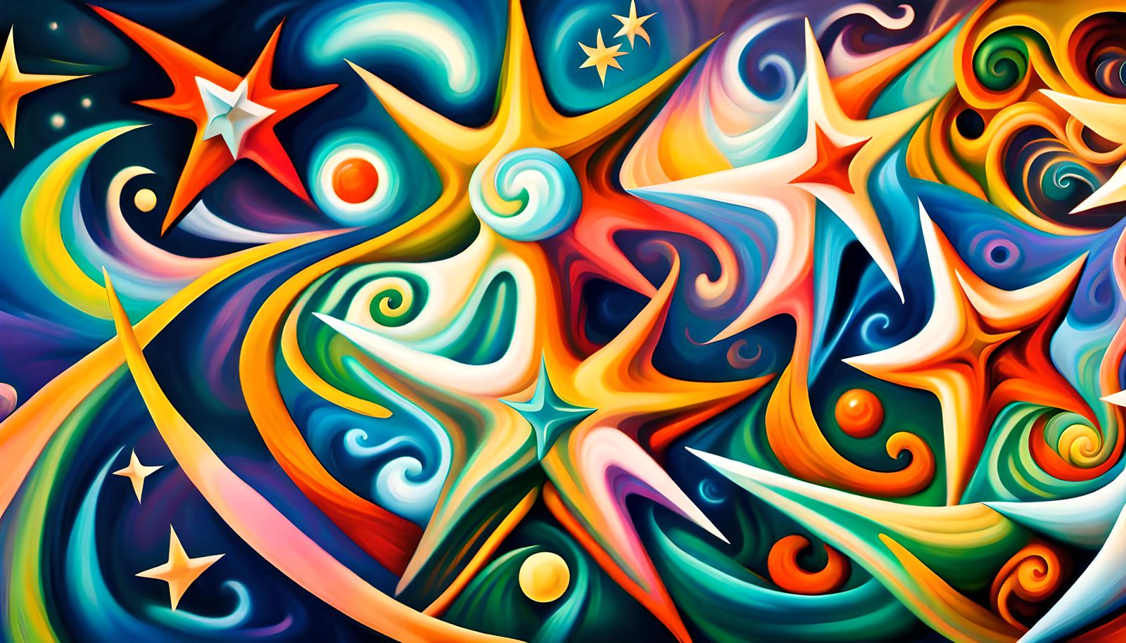 Colorful Star Beings in Electromagnetic Plasma: Impasto Oil