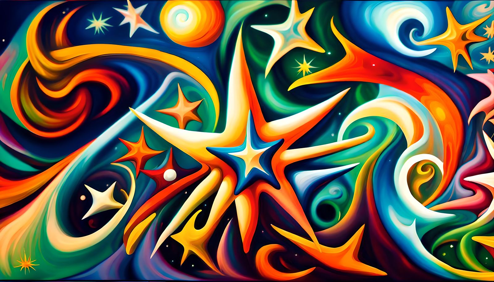 Colorful Star Beings in Electromagnetic Plasma, Impasto