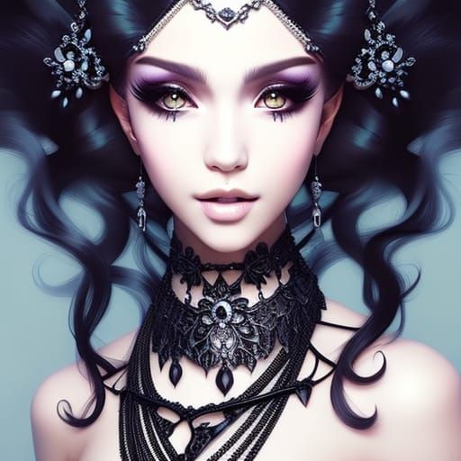 Gothic Woman Portrait in Hyperrealistic Style