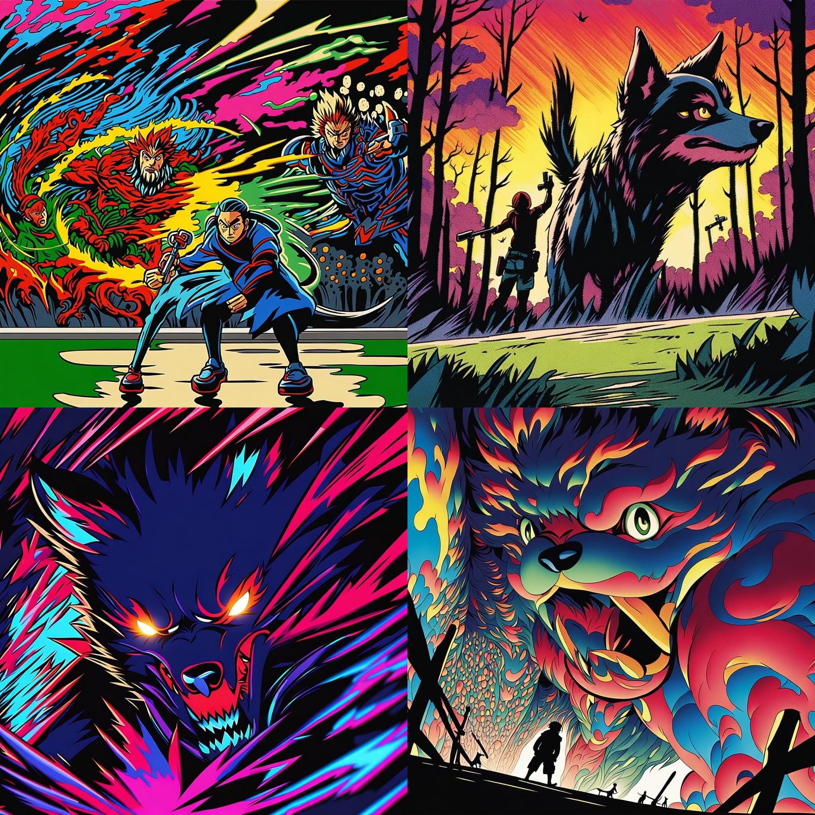 Inuzuka Clan Training with Dog Partner in Anime Style