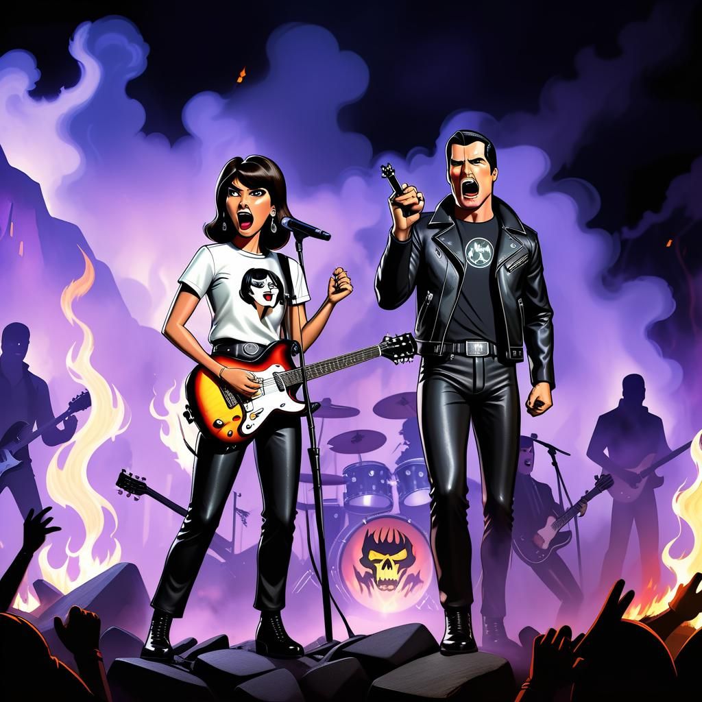 Lana Kane and Sterling Archer Metal Band Cartoon