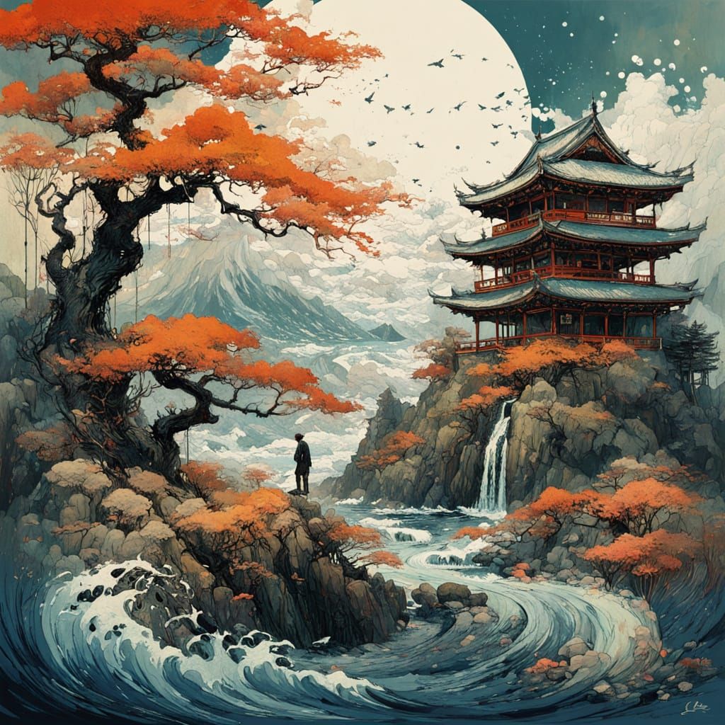 Fantastical Summer Landscape in Expressionist Style