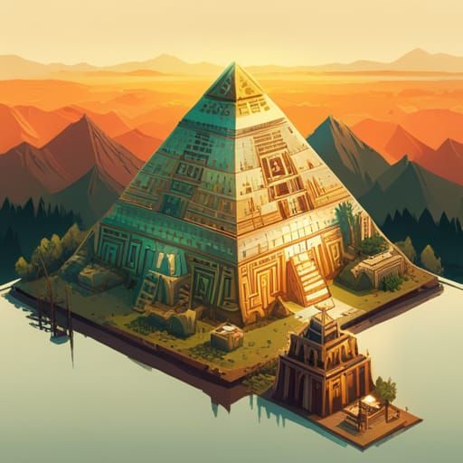 Egyptian Pyramid with Luminous Colors and Intricate Details