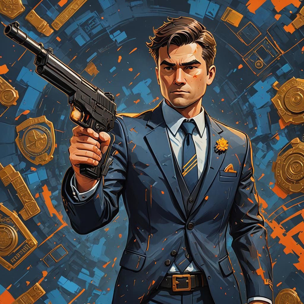 Roblox FBI Agent Portrait in Vibrant Digital Art