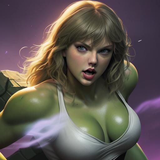 Taylor Swift as the Hulk: Hyperrealistic Concept Art