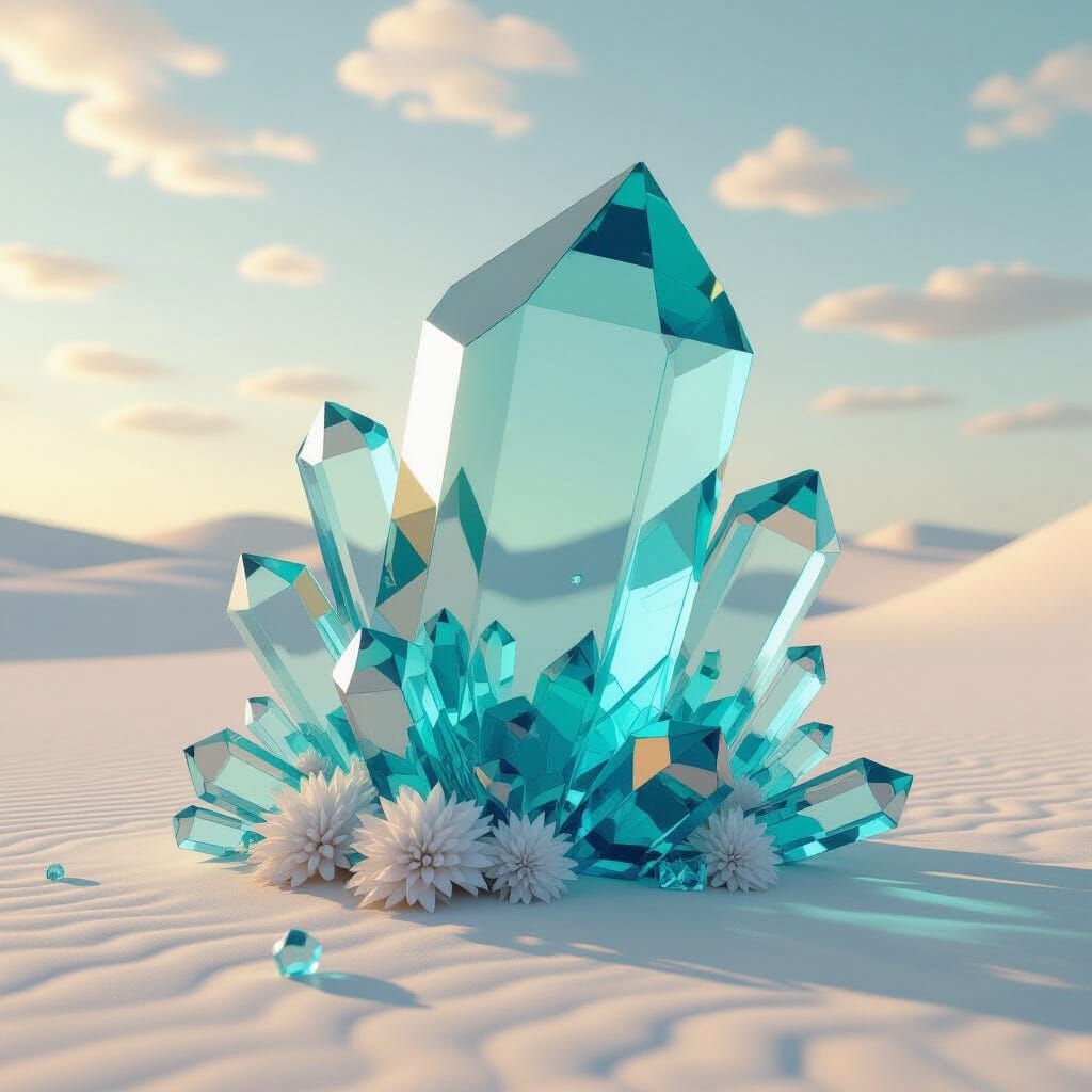 Big Aquamarine Sweet Beige Abstract Art