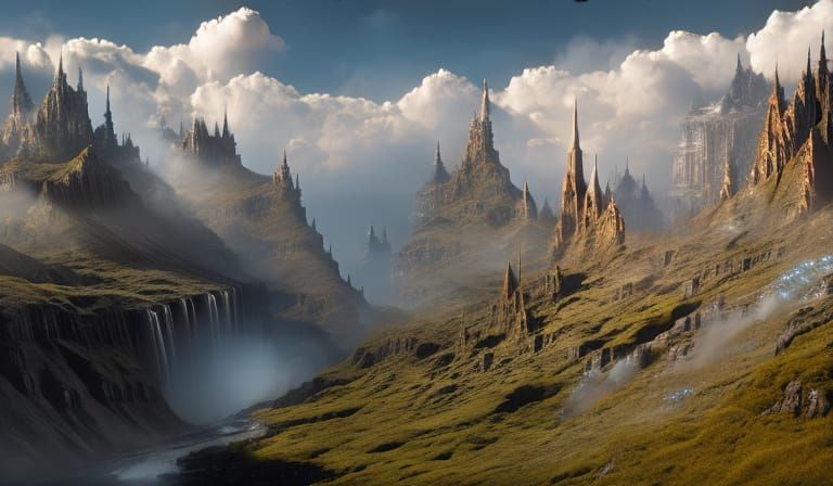 Apocalyptic Waterfall in Abandoned City