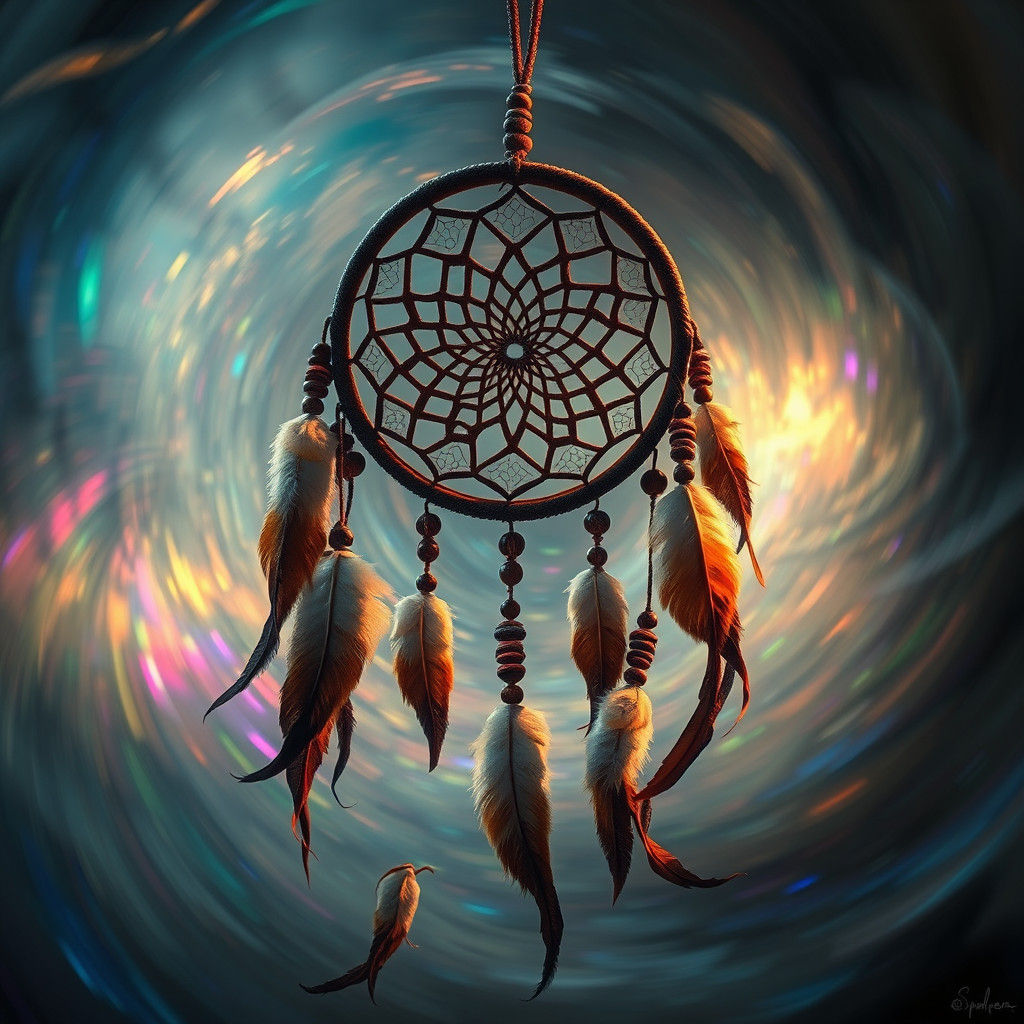 Mystical Dreamcatcher in Iridescent Vortex