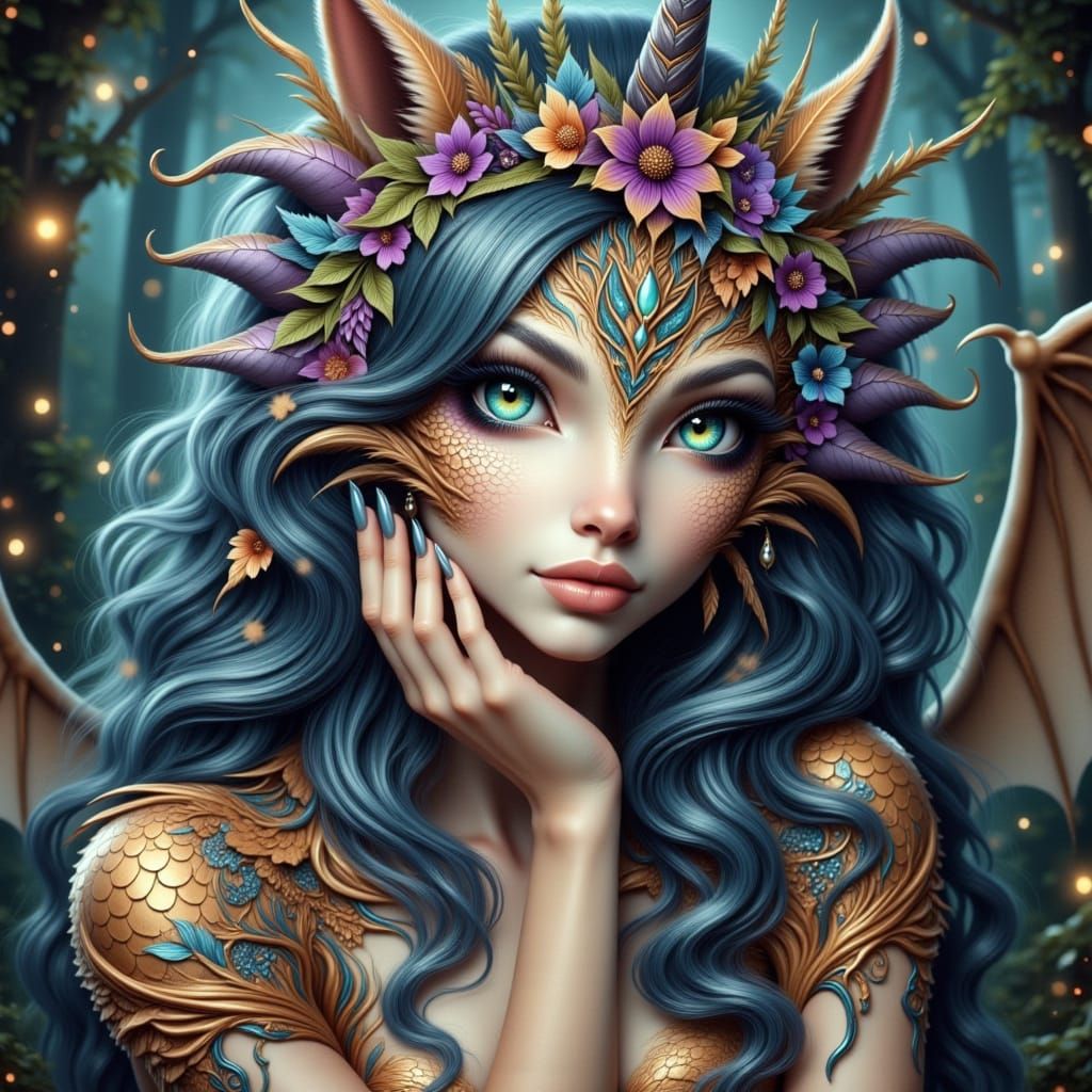 Elegant Unicorn with Detailed Textures and Feminine Face