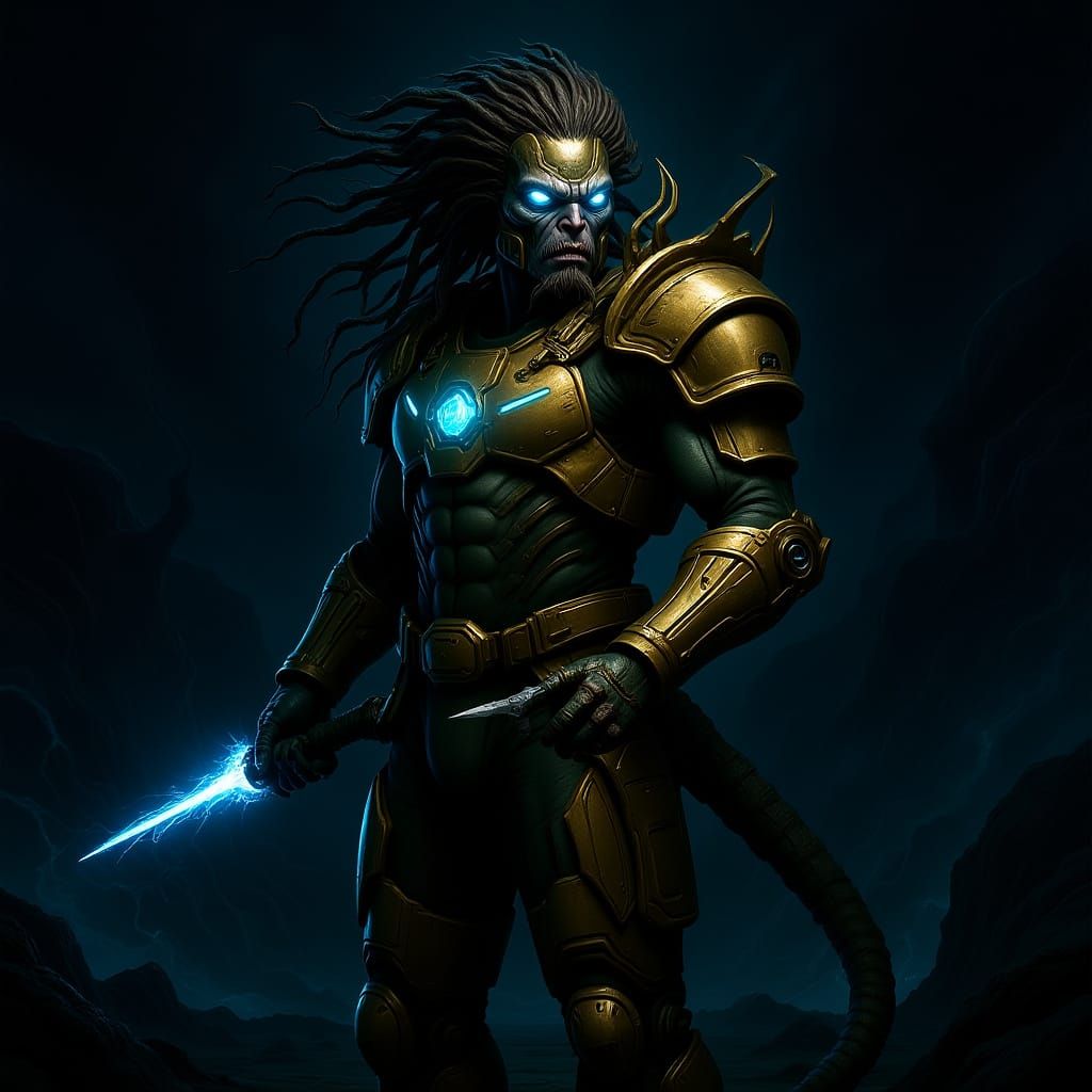 Hybrid Alien Warrior in Biomechanical Armor