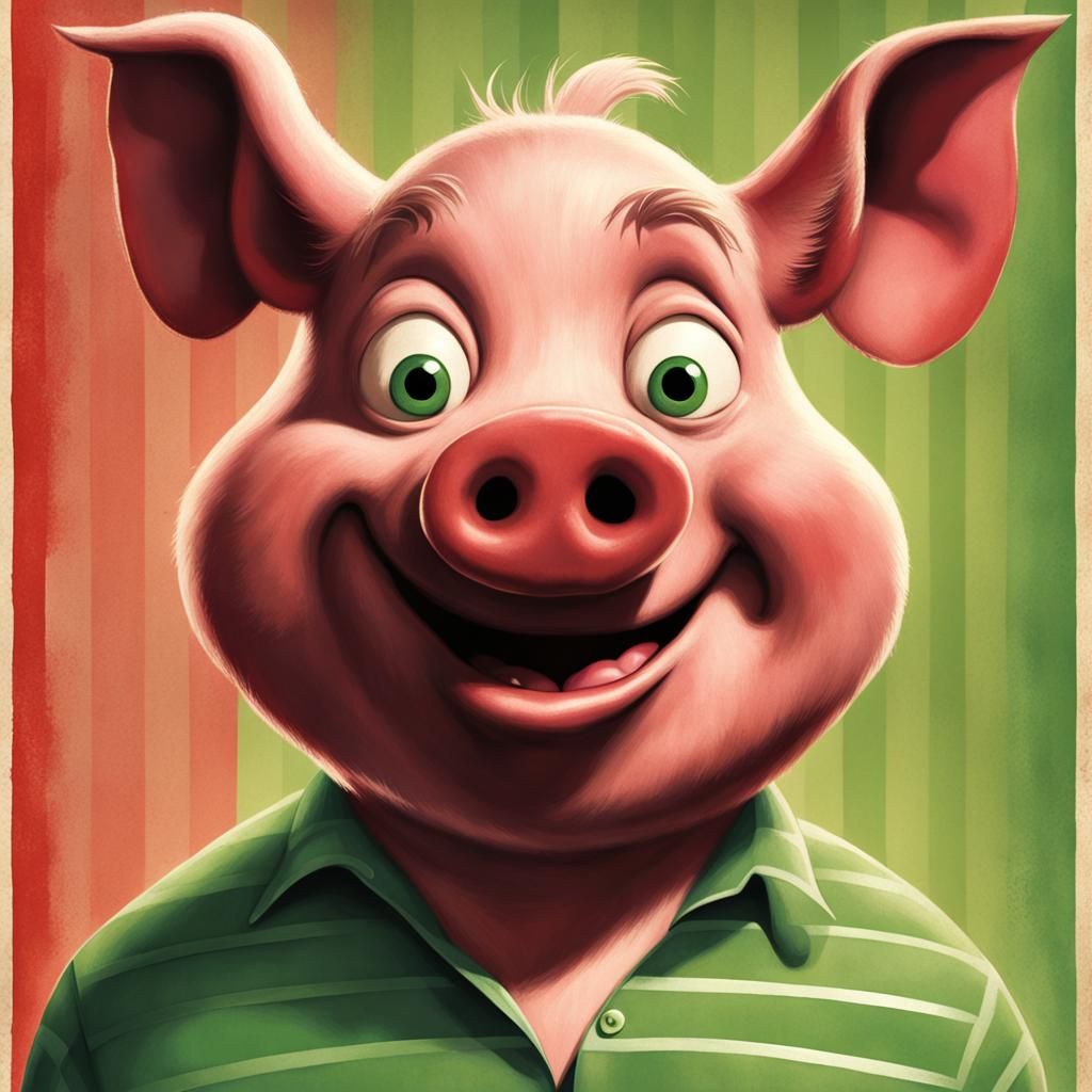 Pixar Style 'Pork' Movie Poster with Pig Character