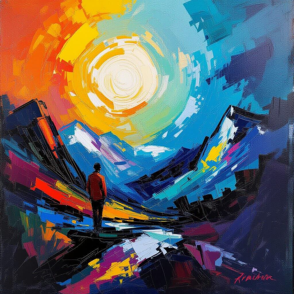 Abstract Expressionism: Figure at Mountain Edge