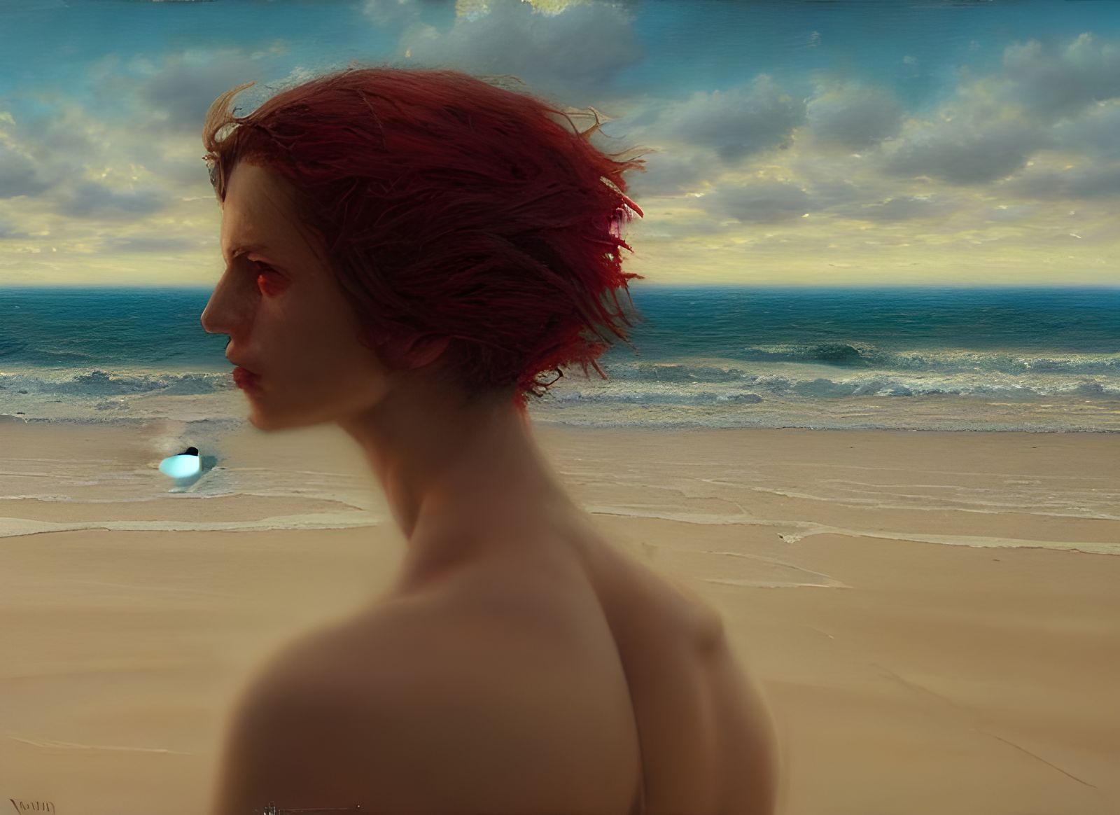 Secluded Beach: Tilt-Shift Oil Painting