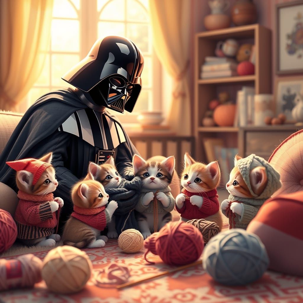 Darth Vader Teaches Knitting to Kittens