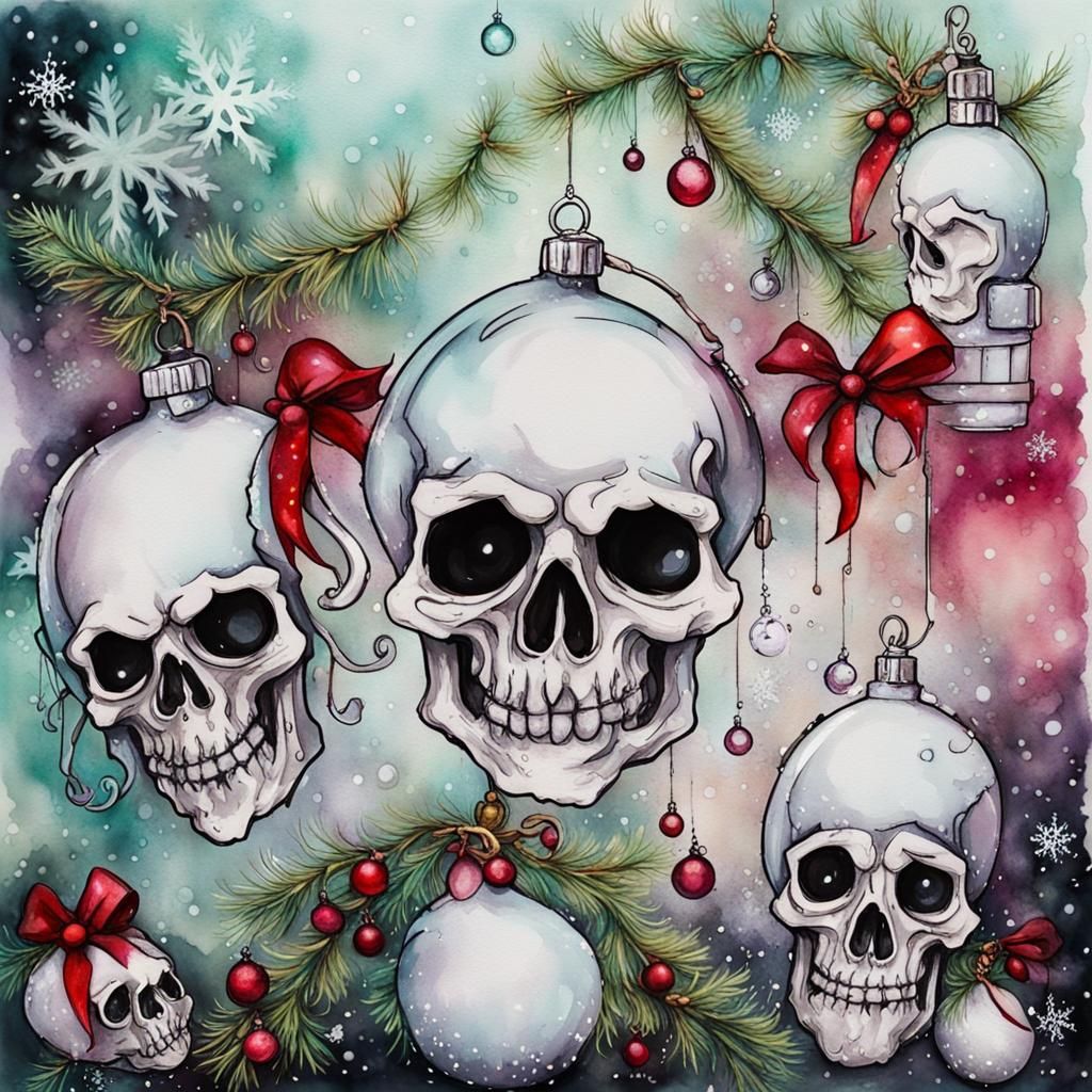 The Misfits Christmas in Whimsical Goth Alcohol Inks