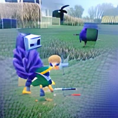 Child Warrior Cuts Grass and Throws Chickens