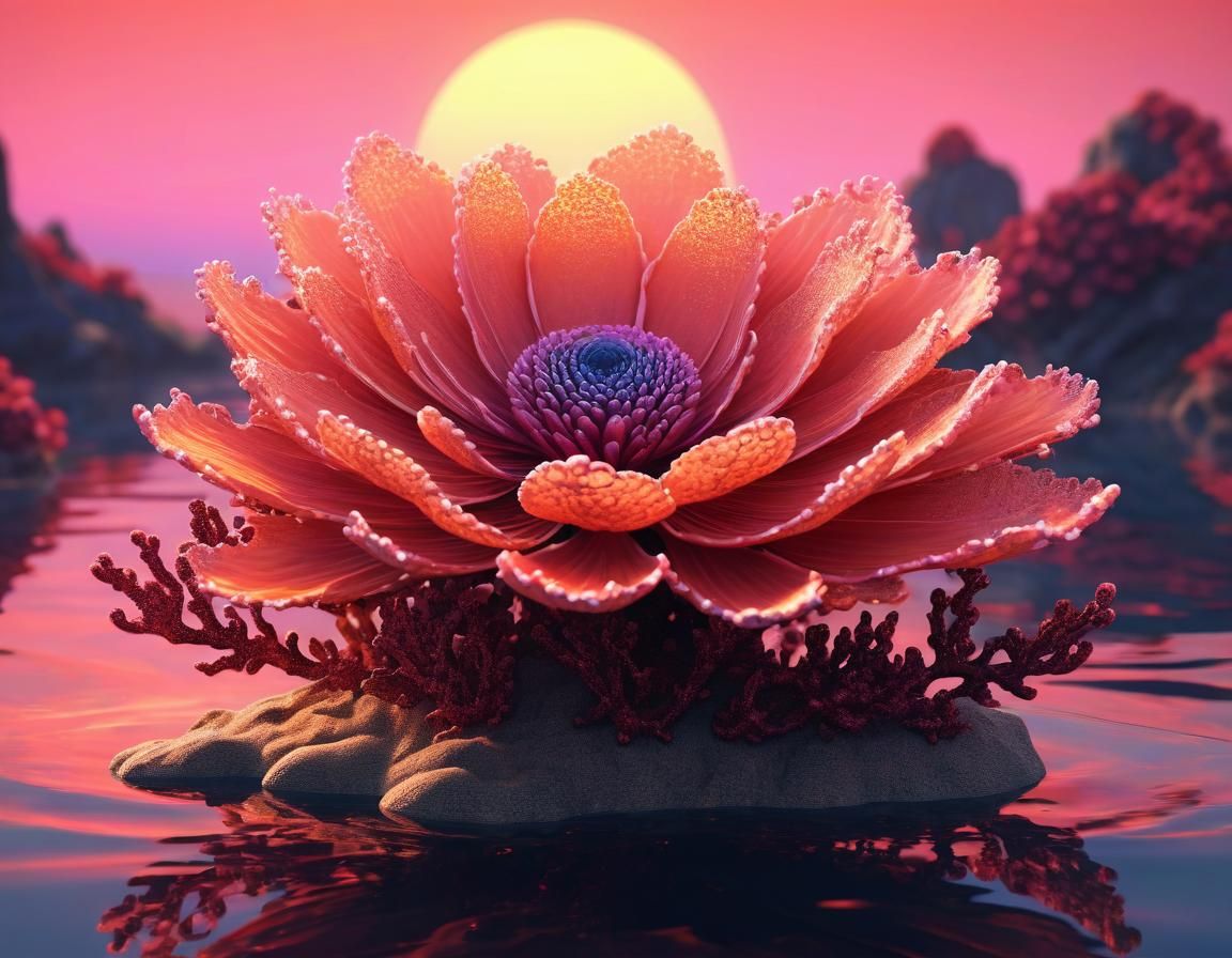 Abstract Surreal Mobster Portrait in Coral Pink