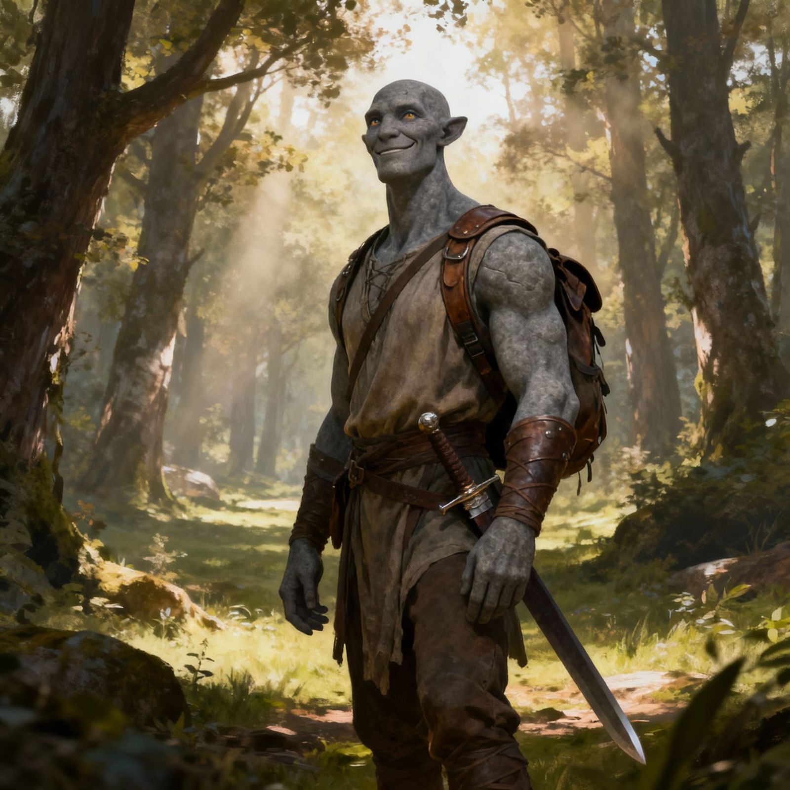 Goliath Traveler in Forest Clearing - Digital Matte Painting