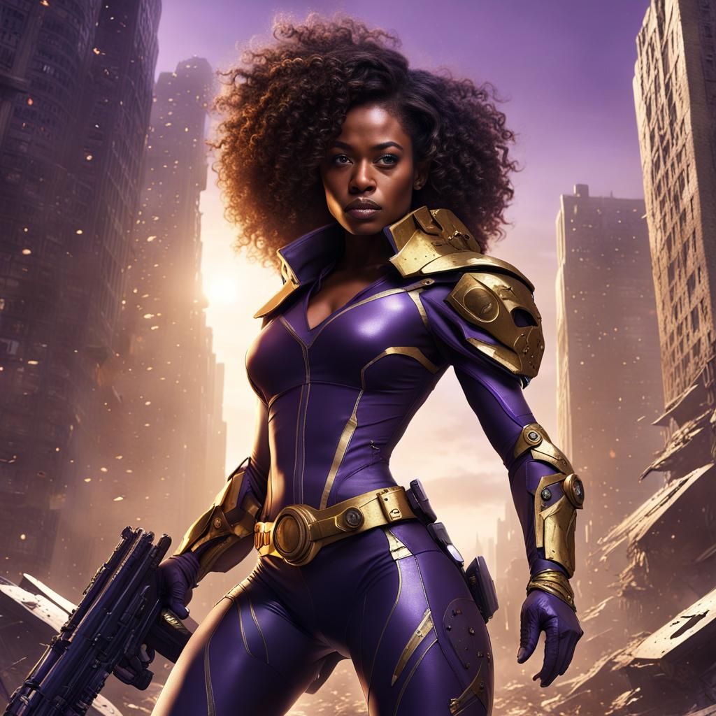 Superheroine in War-Torn City: Fantasy Concept Art