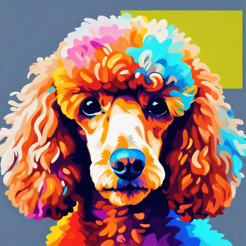 Colorful Poodle Portrait in Pop Art Style
