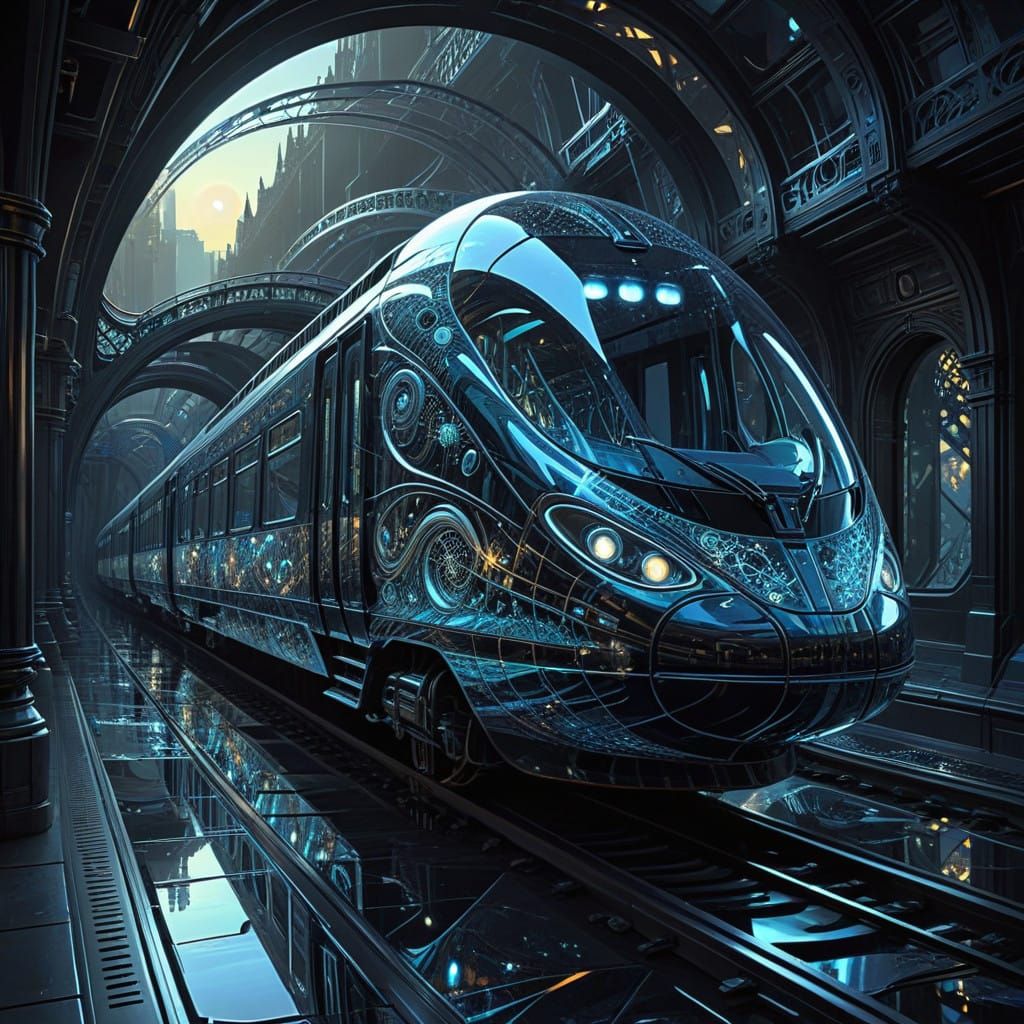 Glass Train Sails through Celestial Fractals