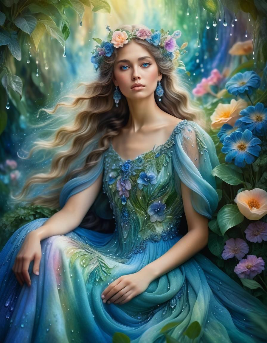 Ethereal Lady in Blue, Fantasy Art