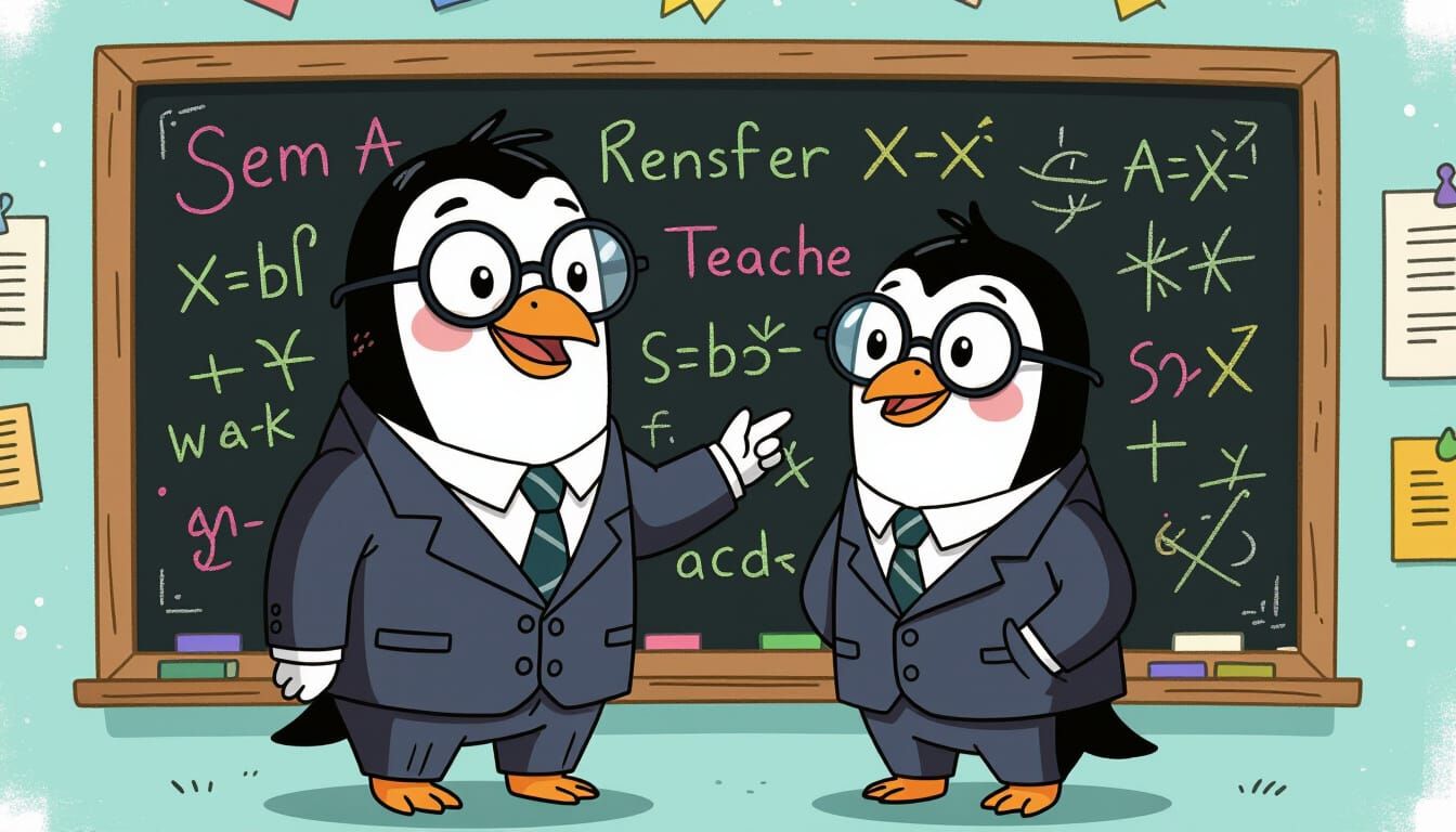 Cartoony Penguin teacher