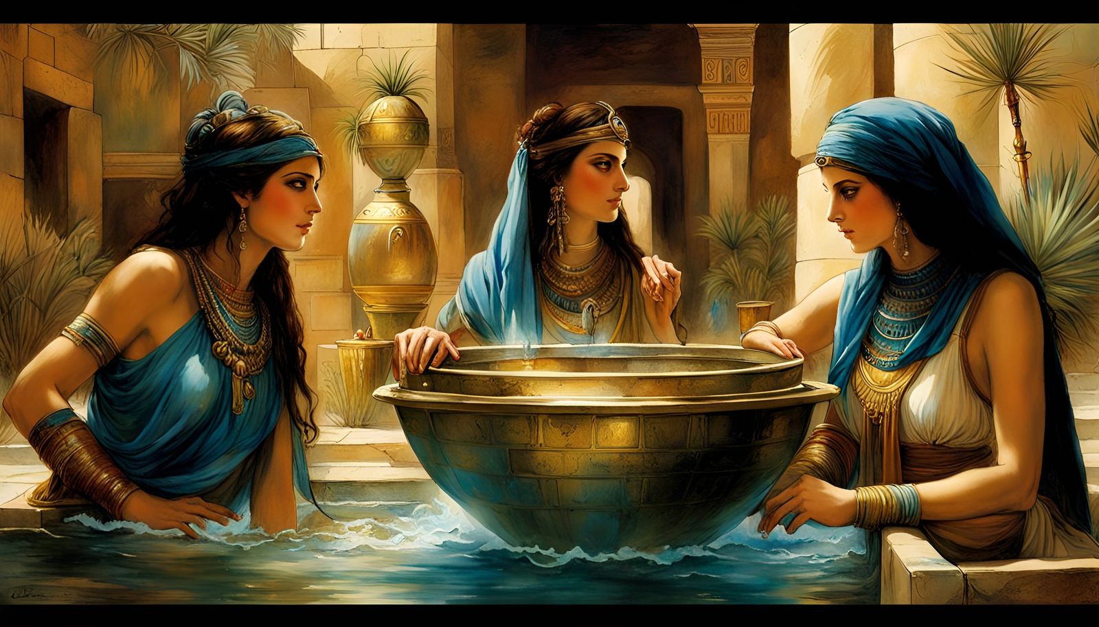 Egyptian Women at the Well: Renaissance Painting