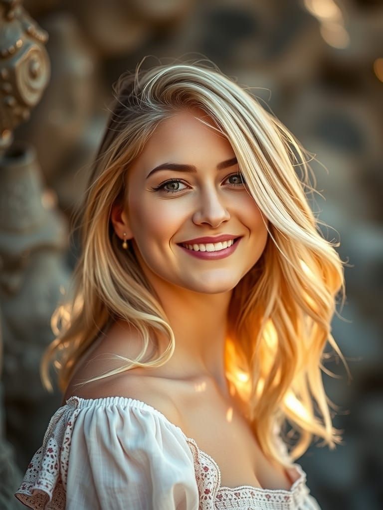 Golden Hour Goddess with Smirk