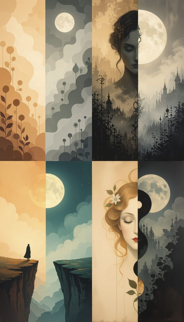 Whimsical Nostalgia in Abstract Split Reality Style