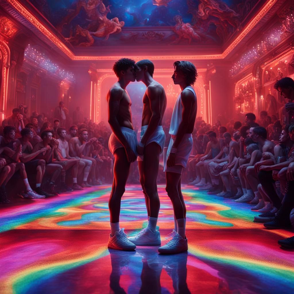 Intimate Embrace in a Kinky Gay Club: Digital Painting