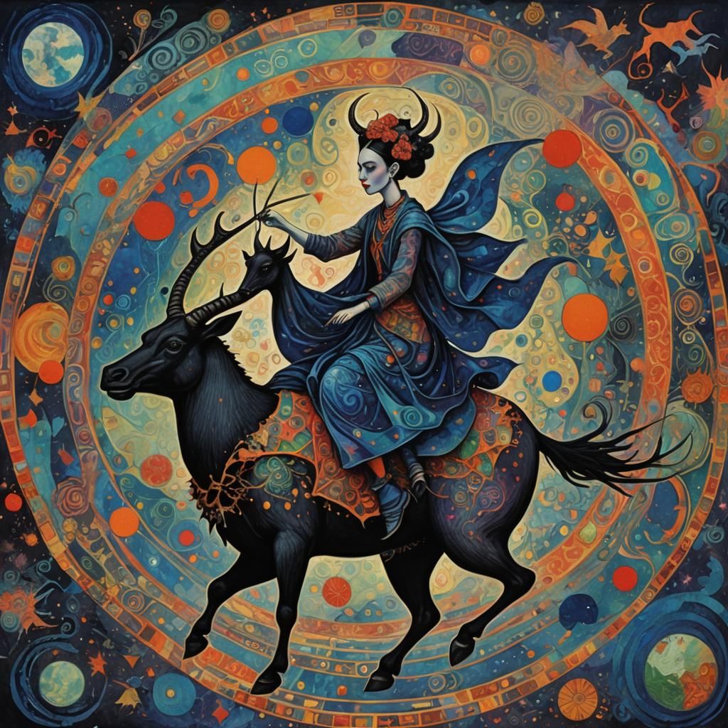 Surreal Marbled Horned People in Gothic Style