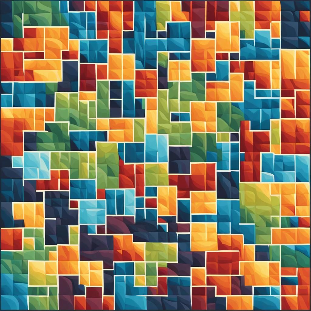 Hyperdetailed Tessellation Pattern with Rectangles and Squar...