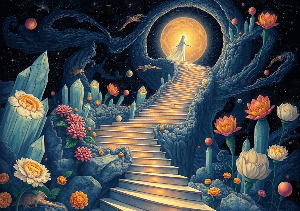 Ethereal Ascent: Cosmic Staircase to Dreams