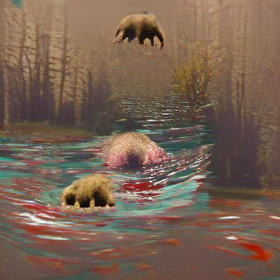 Surreal Underwater Bear Swimming in Dream