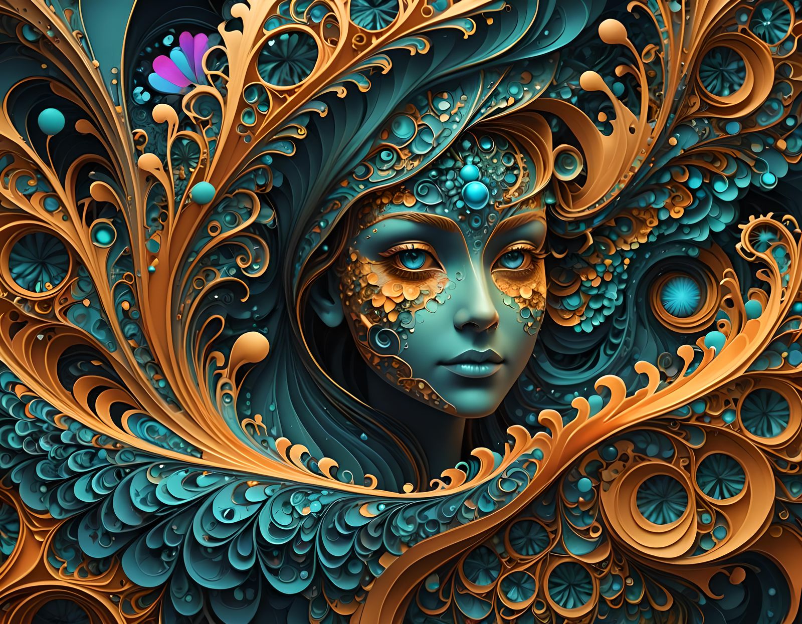 Abstract Fractal Wave Function with 3D Shading