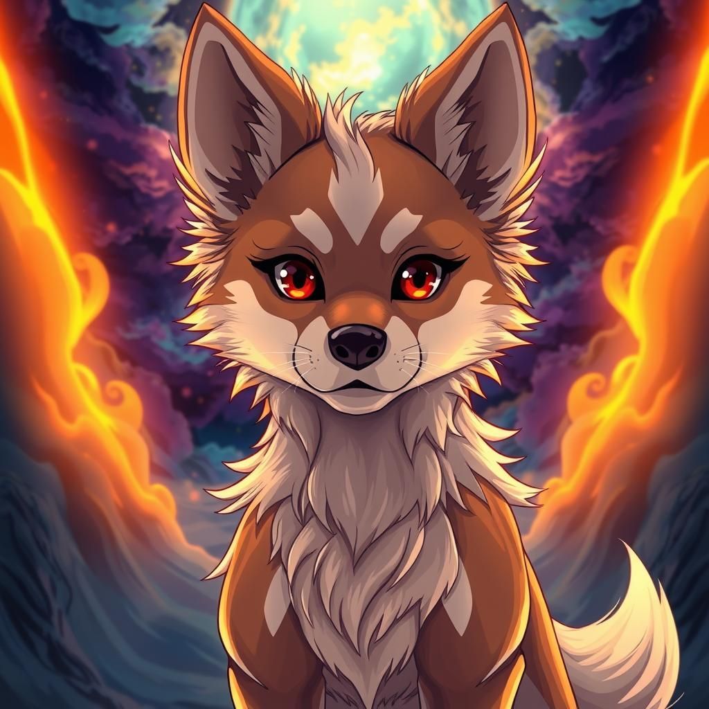 Heroic Anime Dog Portrait in Cel-Shaded Style