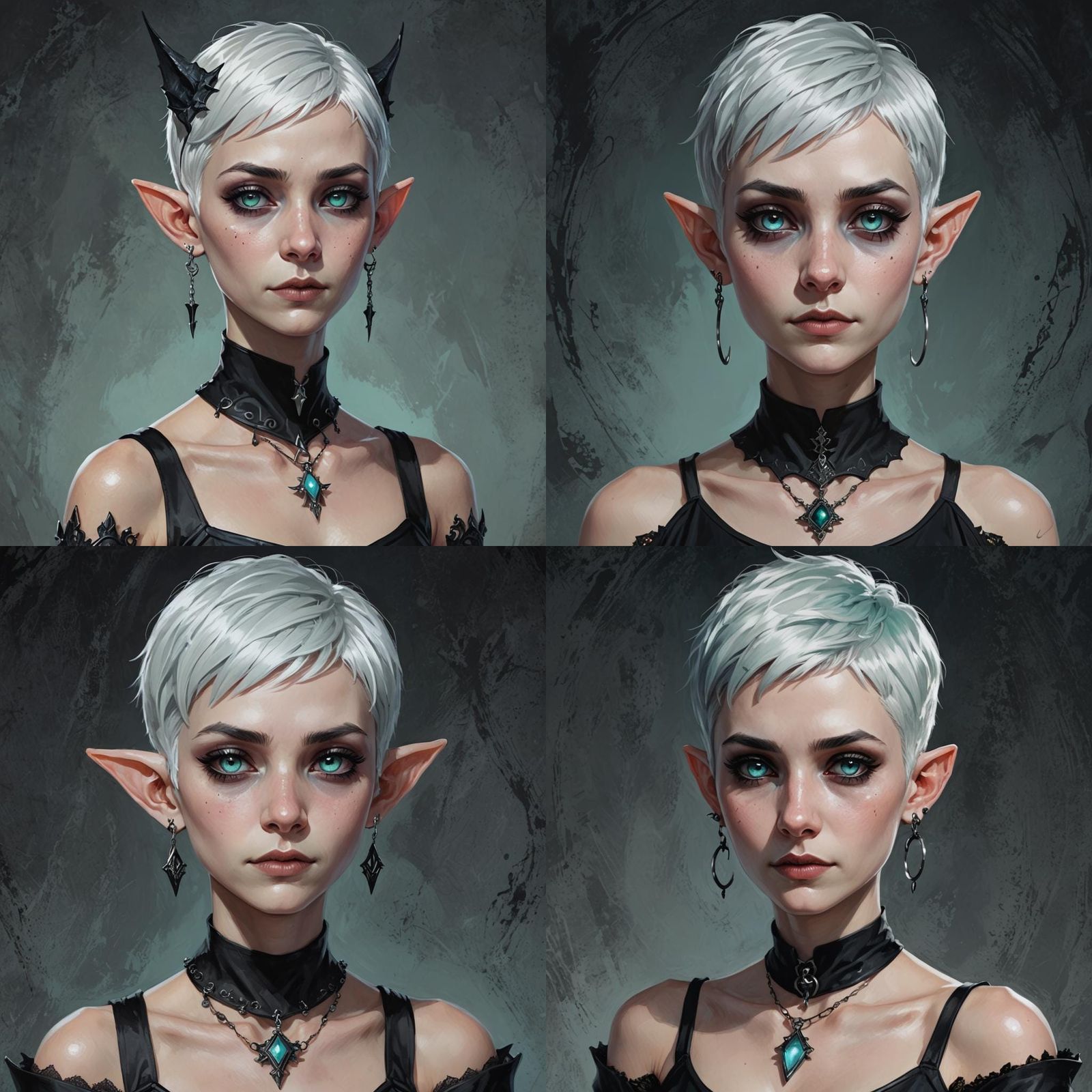 Goth Elf Woman Portrait in Digital Art Style
