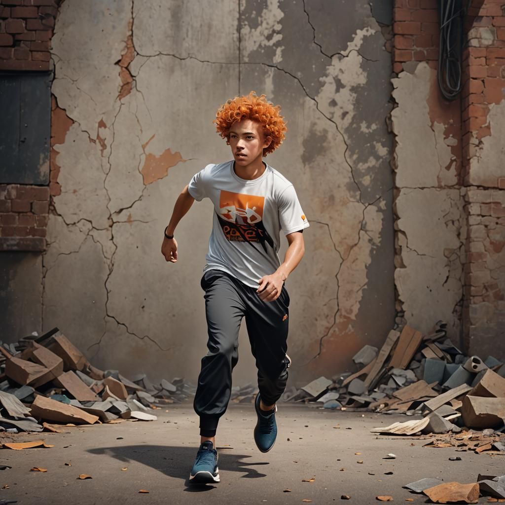 Boy with Orange Hair in Detailed Digital Painting