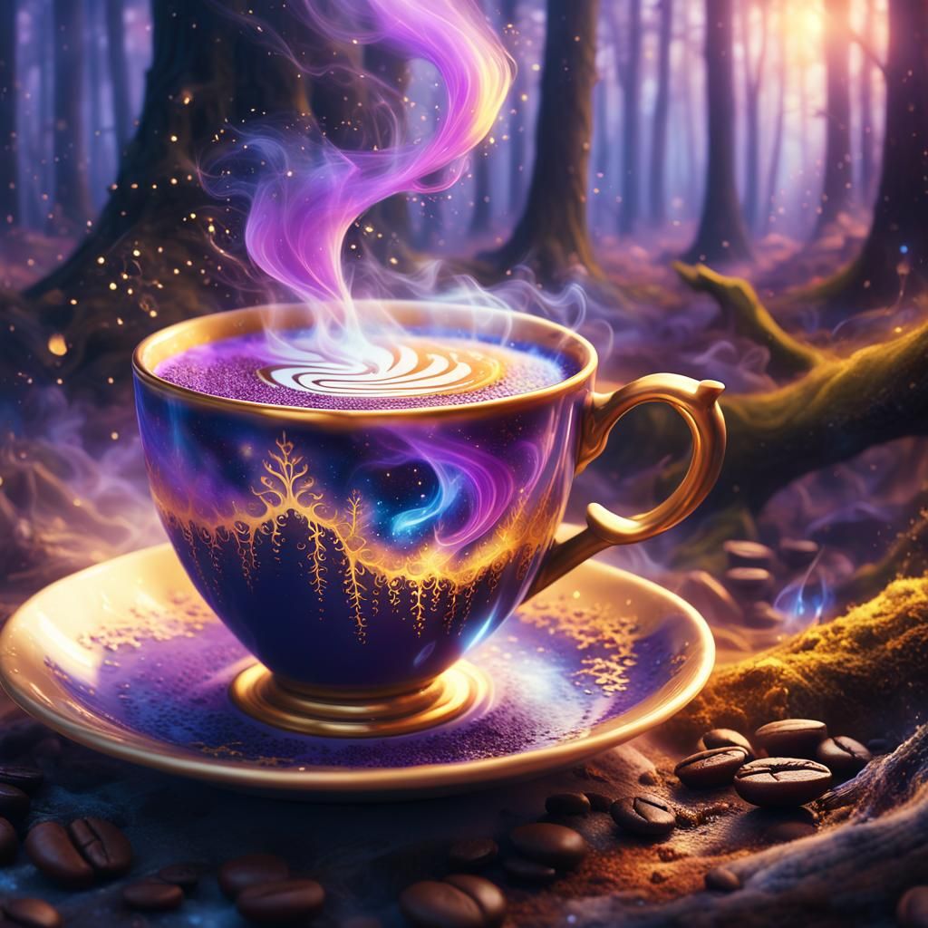 Magical Coffee in Mystical Forest: Digital Matte Painting