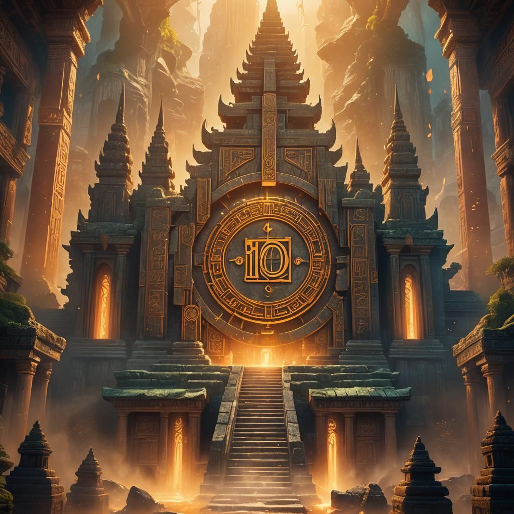 Glowing Number Ten in Ancient Temple