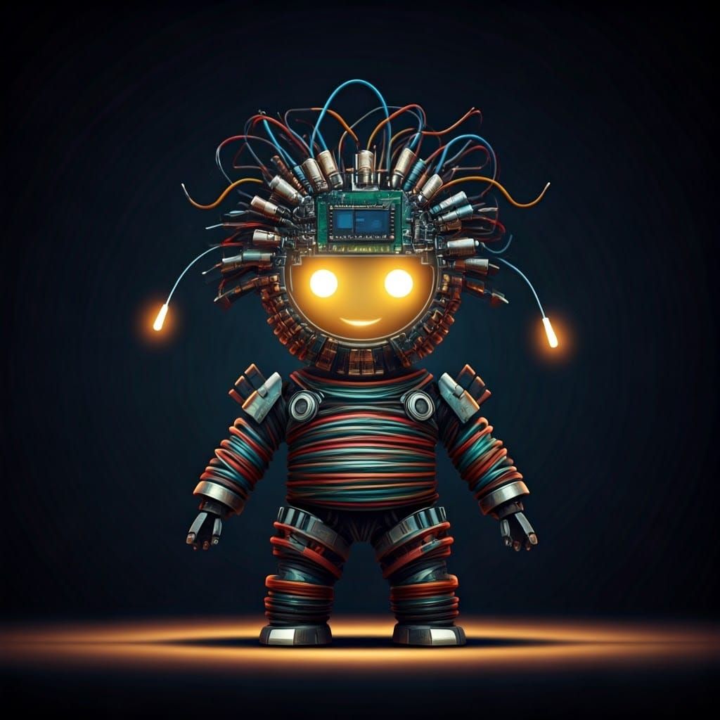 Cute Fuse Character in Cyberpunk Style