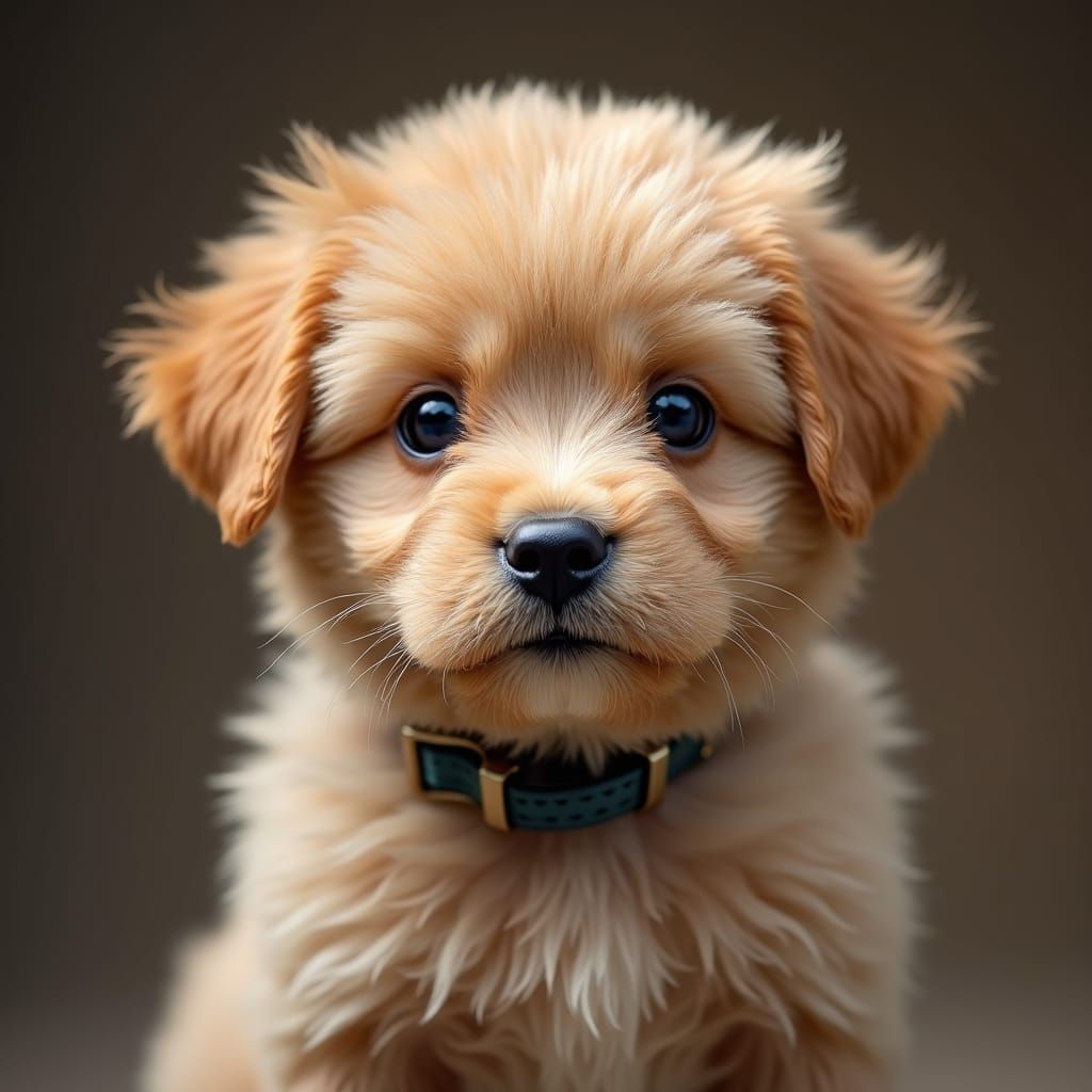 Adorable Fluffy Puppy Gazing into Camera