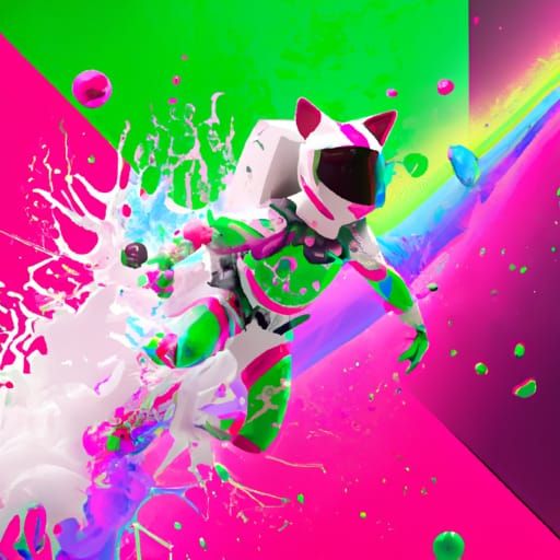 Surreal Cat in Spacesuit, Splash Art Style