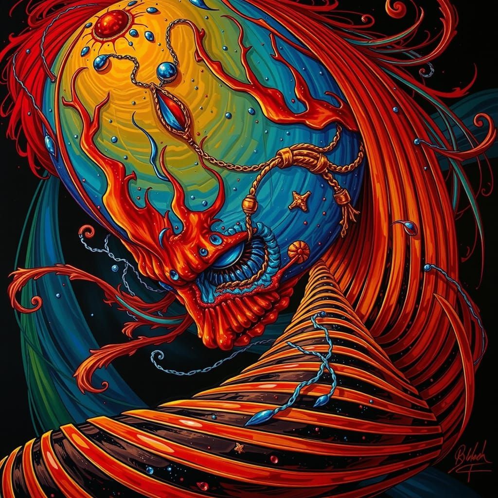 Twisting Abstract Forms in Shades of Red