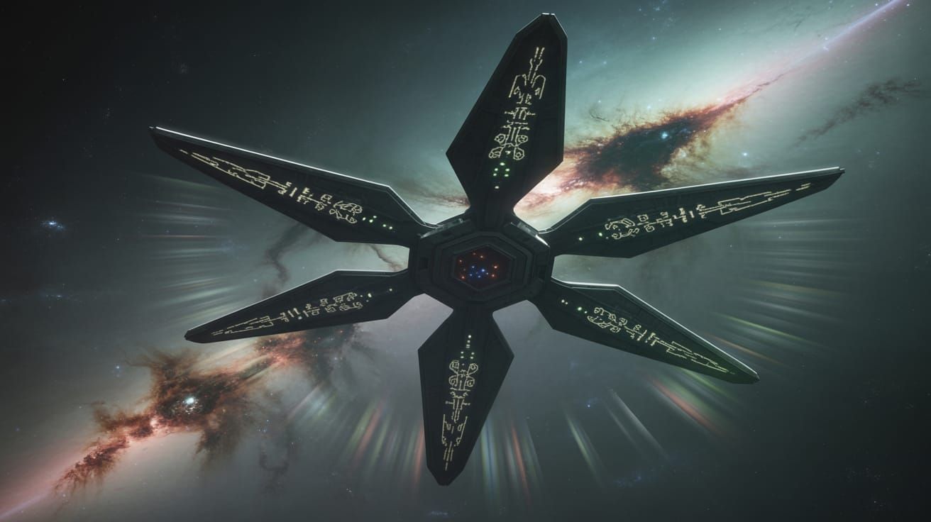 Colossal Shuriken Spaceship in Deep Space