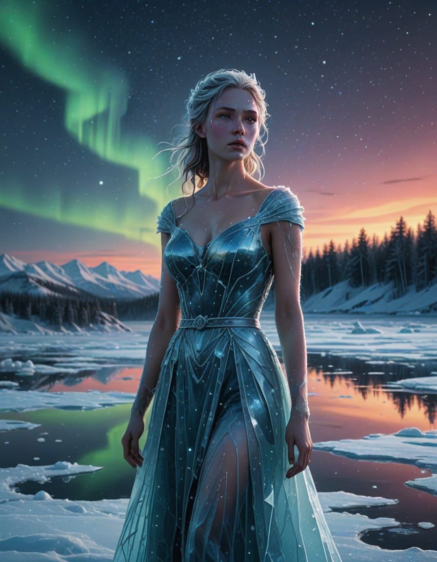 Hyper-Realistic Northern Goddess in Ethereal 3D Digital Art