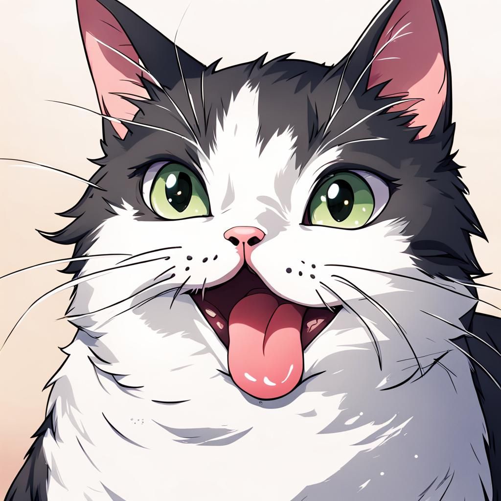 Playful Anime Cat Sticking Tongue Out