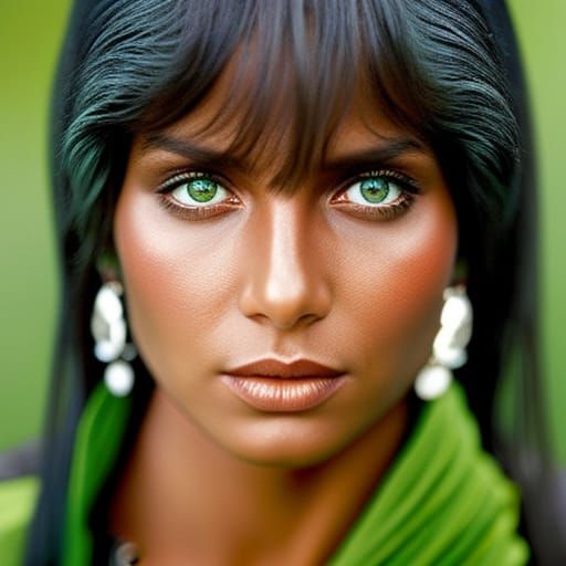 Portrait of a Beautiful Woman in Rainy Forest