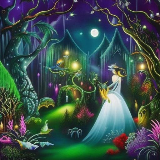 Enchanted Creatures Dance in Mystical Forest